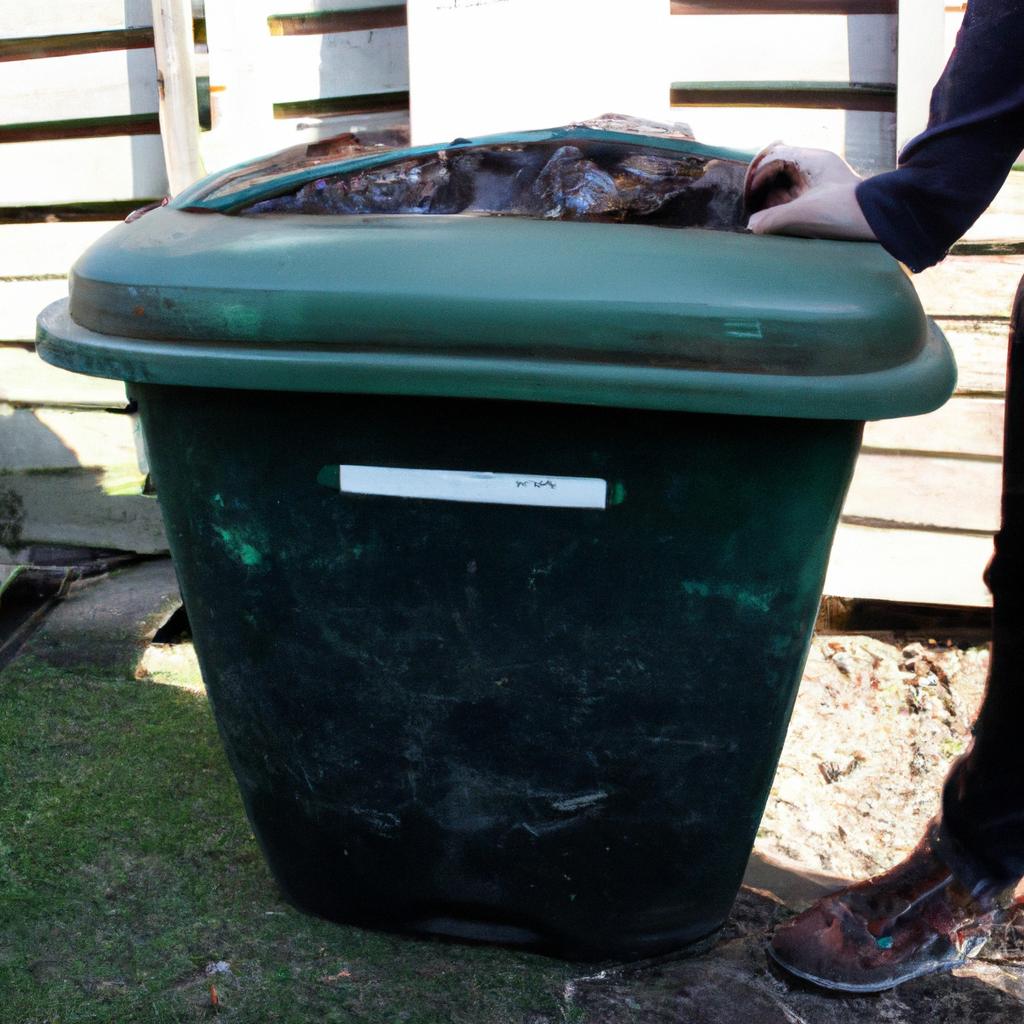 Person holding a compost bin